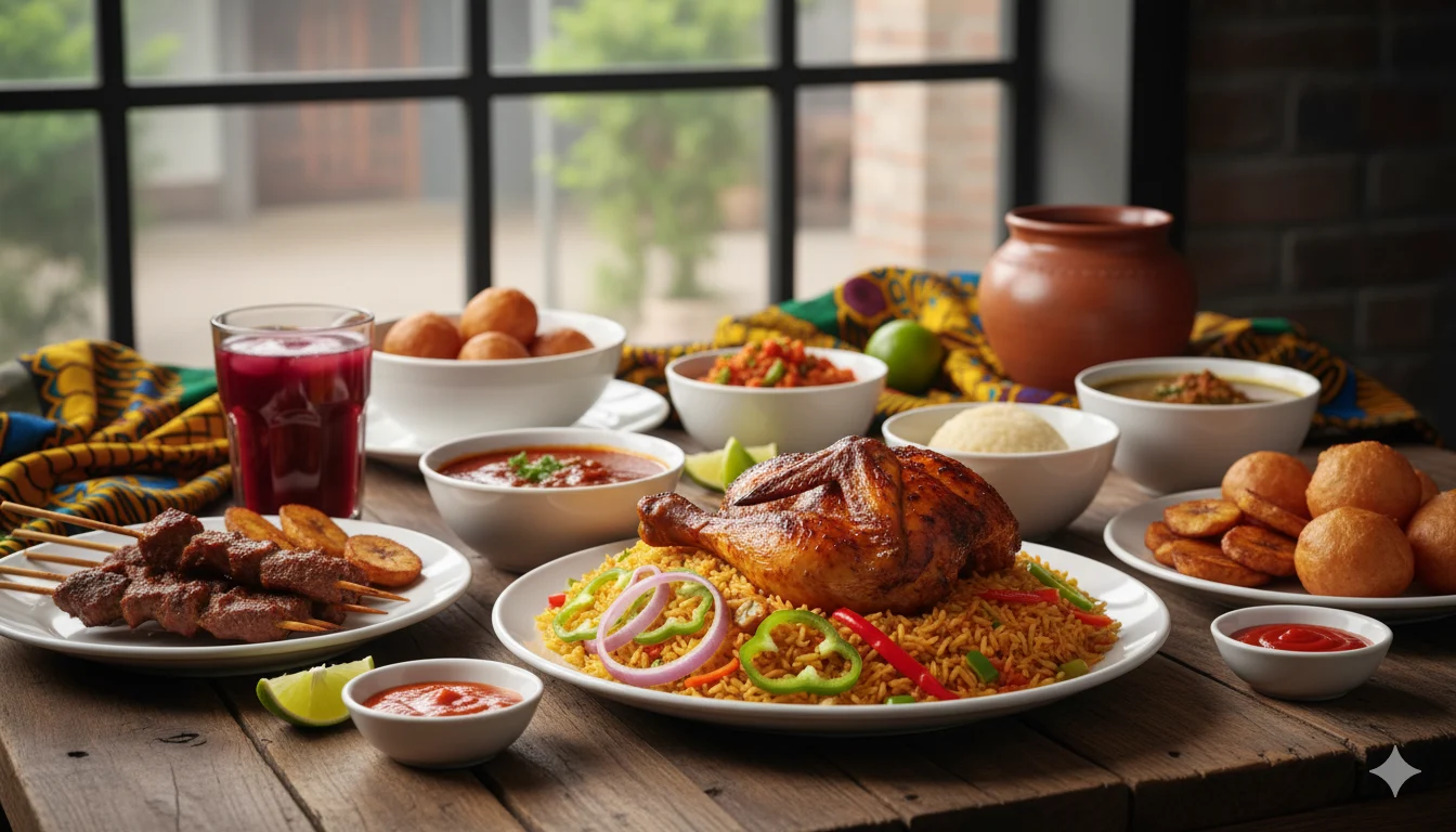 Image of different meals on a table.